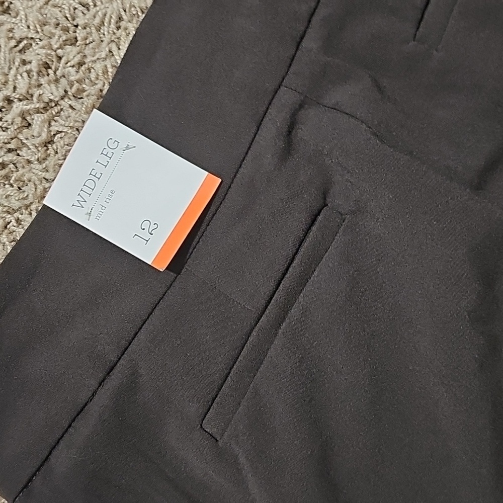 NWT Style & Co Dress Pants Wide Leg Mid Rise Brown 12 Large Slacks - Picture 7 of 7